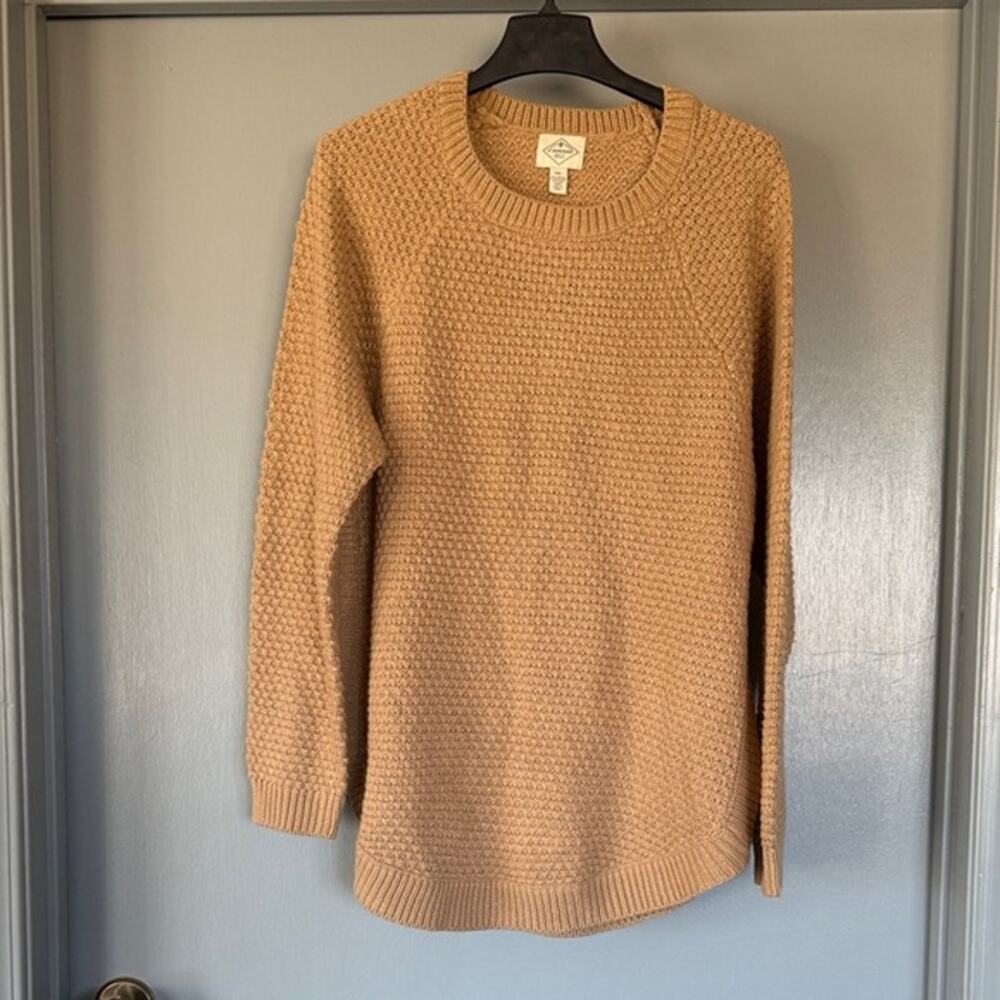 St John's Bay Women's Tan Metallic Knit Sweater sz 2XL Long Sleeves Closet Basic